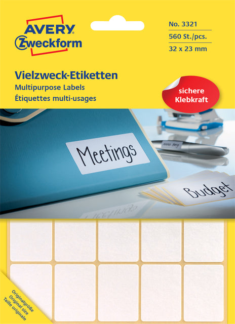 Beschriftung Avery Zweckform 3321 32x23mm weiß 560 Stück