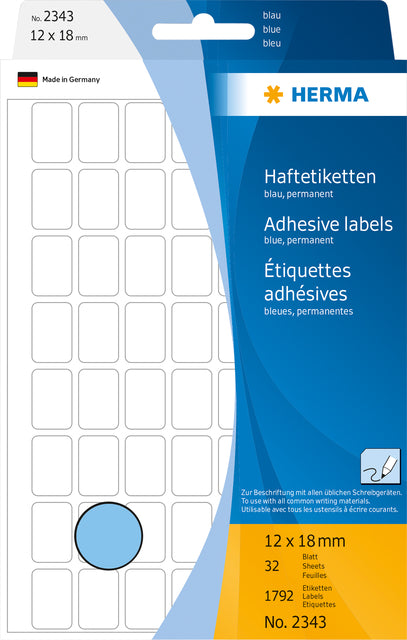 Label Herma 2343 12x18mm Blau 1792 Stücke