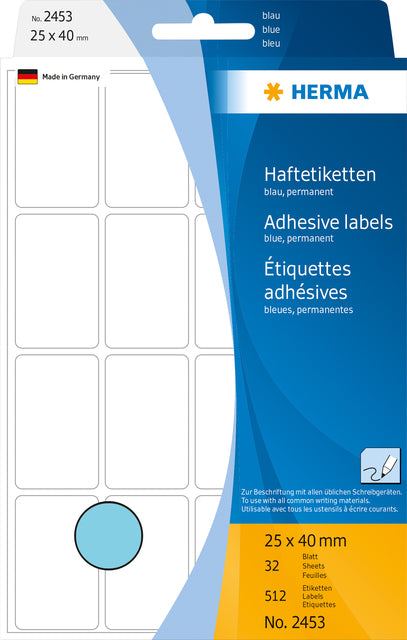 Label Herma 2453 25x40mm Blau 512 Stück