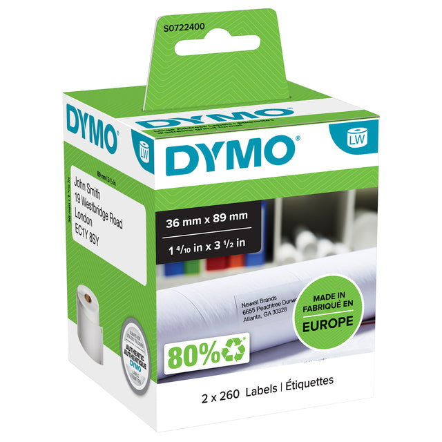 DYMO 99012 LEGRICTWRITER 36X89mm Adressetikett 520 Stücke