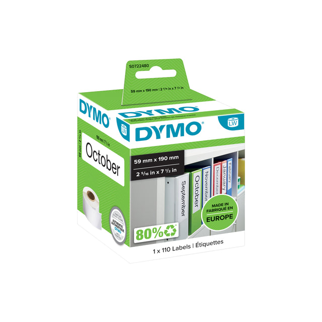 Etikett DYMO 99019 LEGRICKRITER 59X190mm Ordner breit 110 Stück
