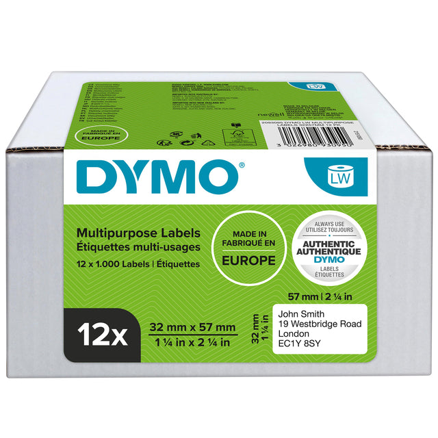 Etikett DYMO 11354 LEGRICTWRITER 32x57mm Adressetikett Abnehmbare 12000 Stücke