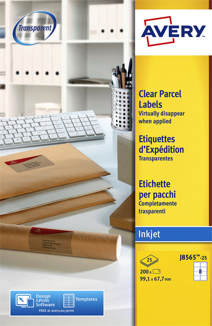 Etikett Avery J8565-25 99,1 x 67,7 mm tr 200 Stück | Holen Sie sich ein 25-Blatt