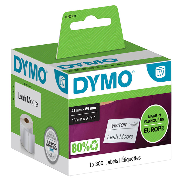 Etikett DYMO 11356 LEGRICKRITER 41 x 89 mm Abzeichen 300 Stück