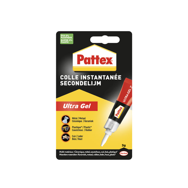 Secondelijm Pattex Ultra Gel Tube 3gram auf Blister | 12 Stücke