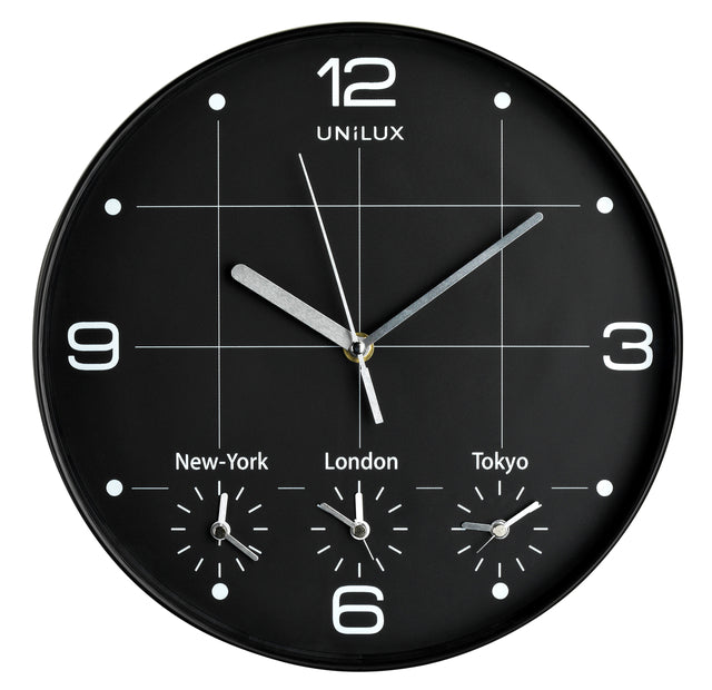 Horloge murale Unilux à temps Ø30,5 cm noir / blanc