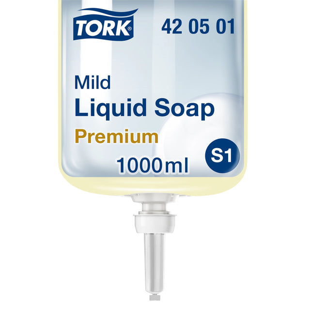 Handseife Tork S1 Flüssigkeit leicht perforiertes Perlen weiß 1000ml 420501 | 6 Stück
