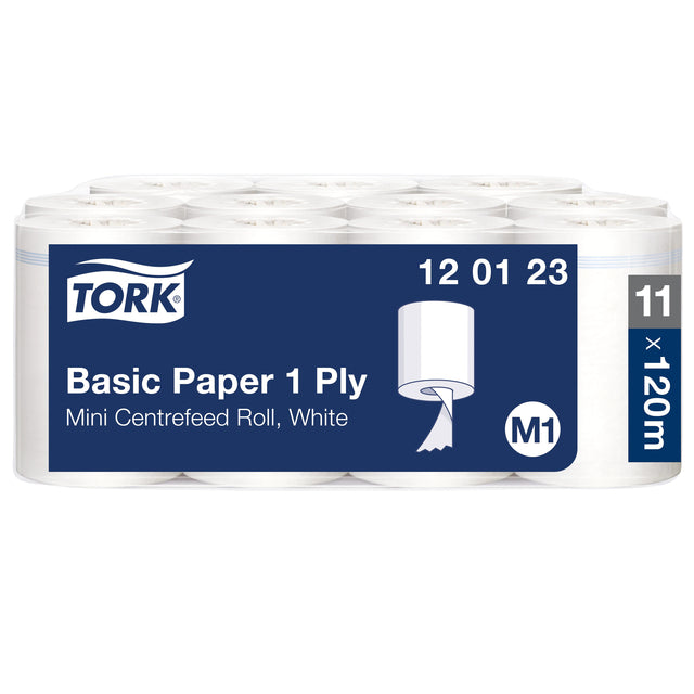 Reinigen papier Tork Basic Mini M1 Centerfeed 1-layer 120m Weiß 120123