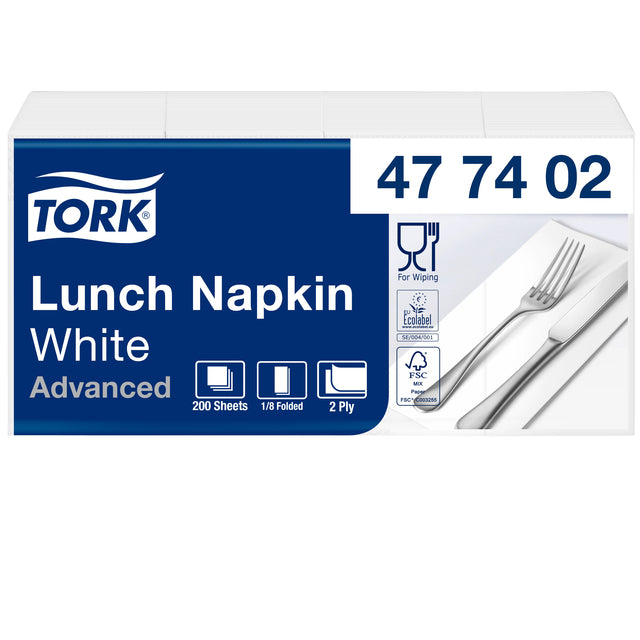 Tork - Lunchservice Fortgeschrittene achtklassige Weiß | 10 Stücke
