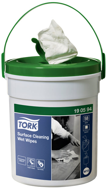 Reinigungstuch Tork Surface W15 weiß 190594 | Umkarton mit 4 Kartons x 58 Blatt | 4 Stück