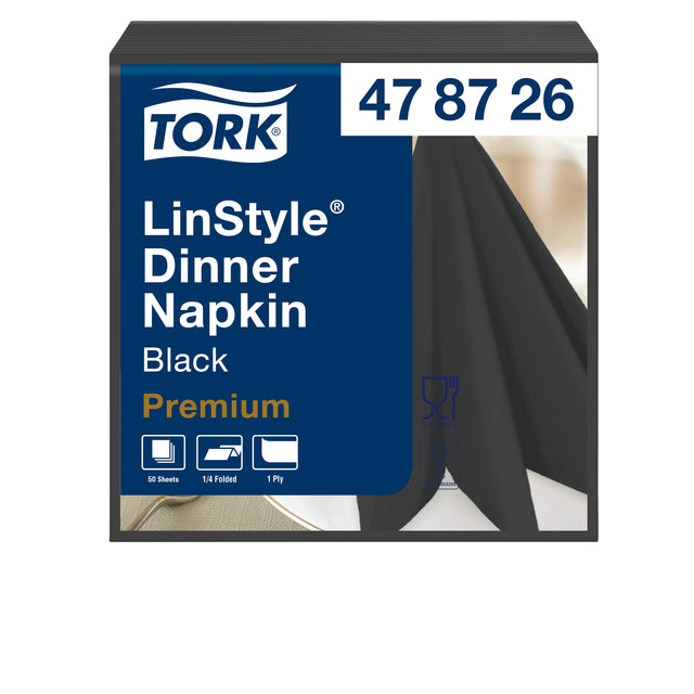 Dinnerfters Tork Linstyle 1/4-fach 1-Laags 50st Black 478726 | 12 Stücke