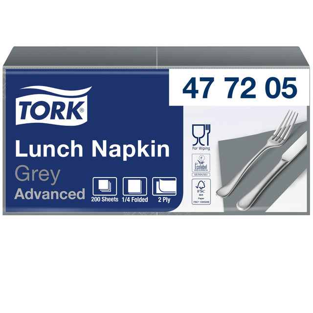 Servietten Tork 2-layer 1/4 gefaltet 200st Grau 477205