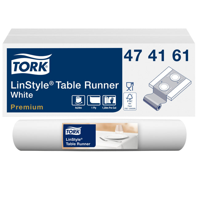 Tischläufer Tork Linstyle® Langlebig 1 Schicht 120 x 40 cm Weiß 474161