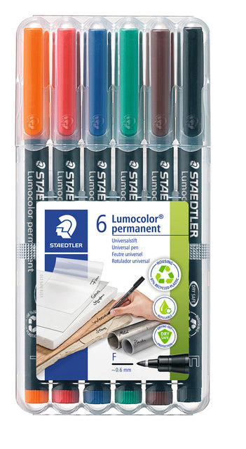 Filz -Tip Stop Staedtler Lumocolor 318 Permanent F Set auf 6 Stück Assorti