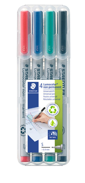 Filz -Tip Pen Staedtler Lumocolor 311 Nicht dauerhaft Setze à 4 assorti