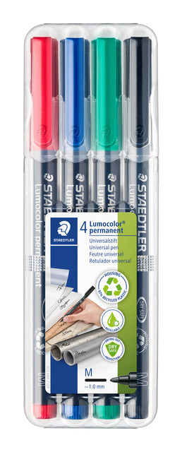 Filz -Tip Pen Staedtler Lumocolor 317 Permanent M Set von 3 +1 Stück frei | 10 Stück