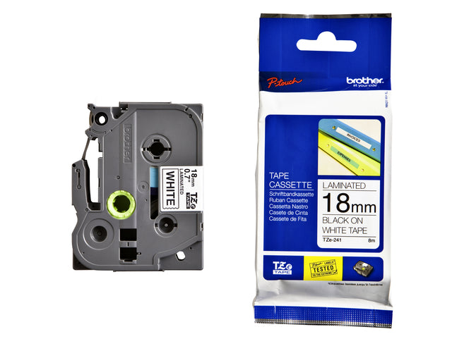 Labeltape Bruder P-Touch Tze-241 18mm schwarz auf weiß | 25 Stücke