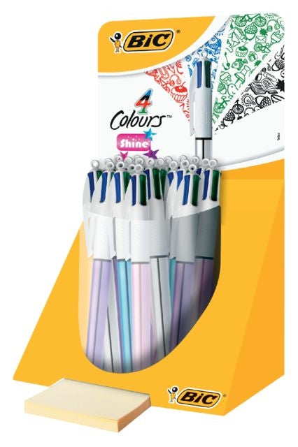 Ballpen BIC 4 Farben glänzen Silber/Lila/Pink/Blau