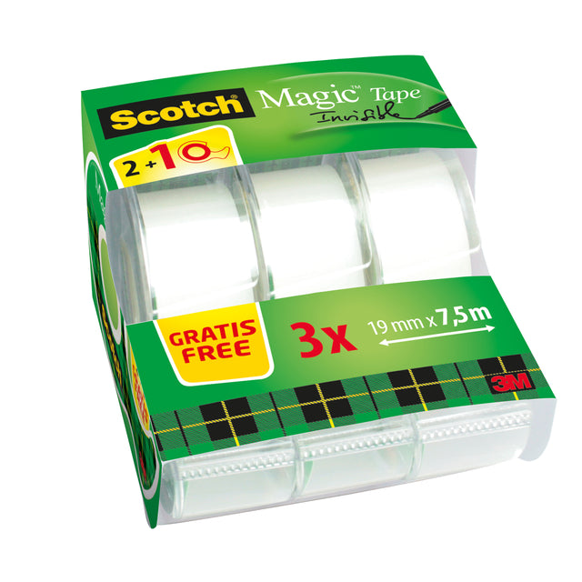 Klebeband Scotch Magic 810 19mmx7,5m unsichtbar Matte 2 + 1 kostenlos + Roller