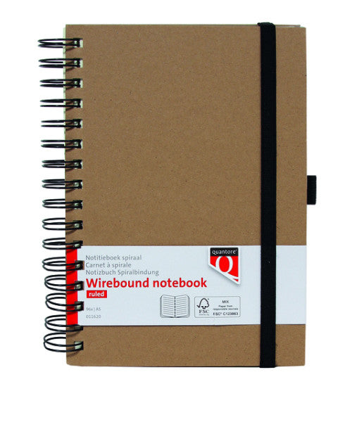 Quantore - Notebook A5 Spiral Line 192BLZ 80GR Kraft | 3 Stücke