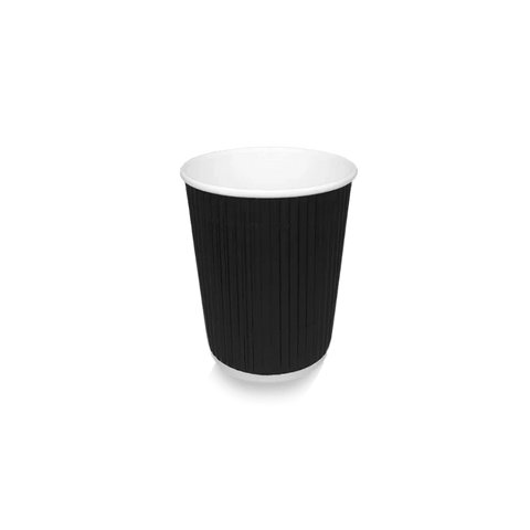 Klika - Kartonkaffeetasse 230cc 8oz Ripple Black | 500 Stücke