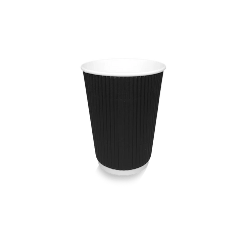 Klika - Kartonkaffeetasse 360cc 12oz Ripple Black | 500 Stücke