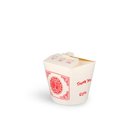 Klika - Wok to Go Cup 26oz 750 ml Pappe weiß mit rot | 500 Stücke