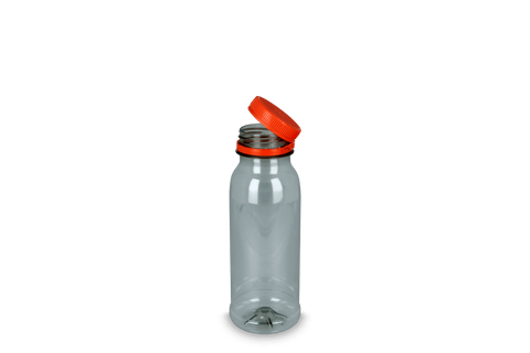 Klika - RPET -Flasche 250cc mit Orange fester Kappe | 200 Stück