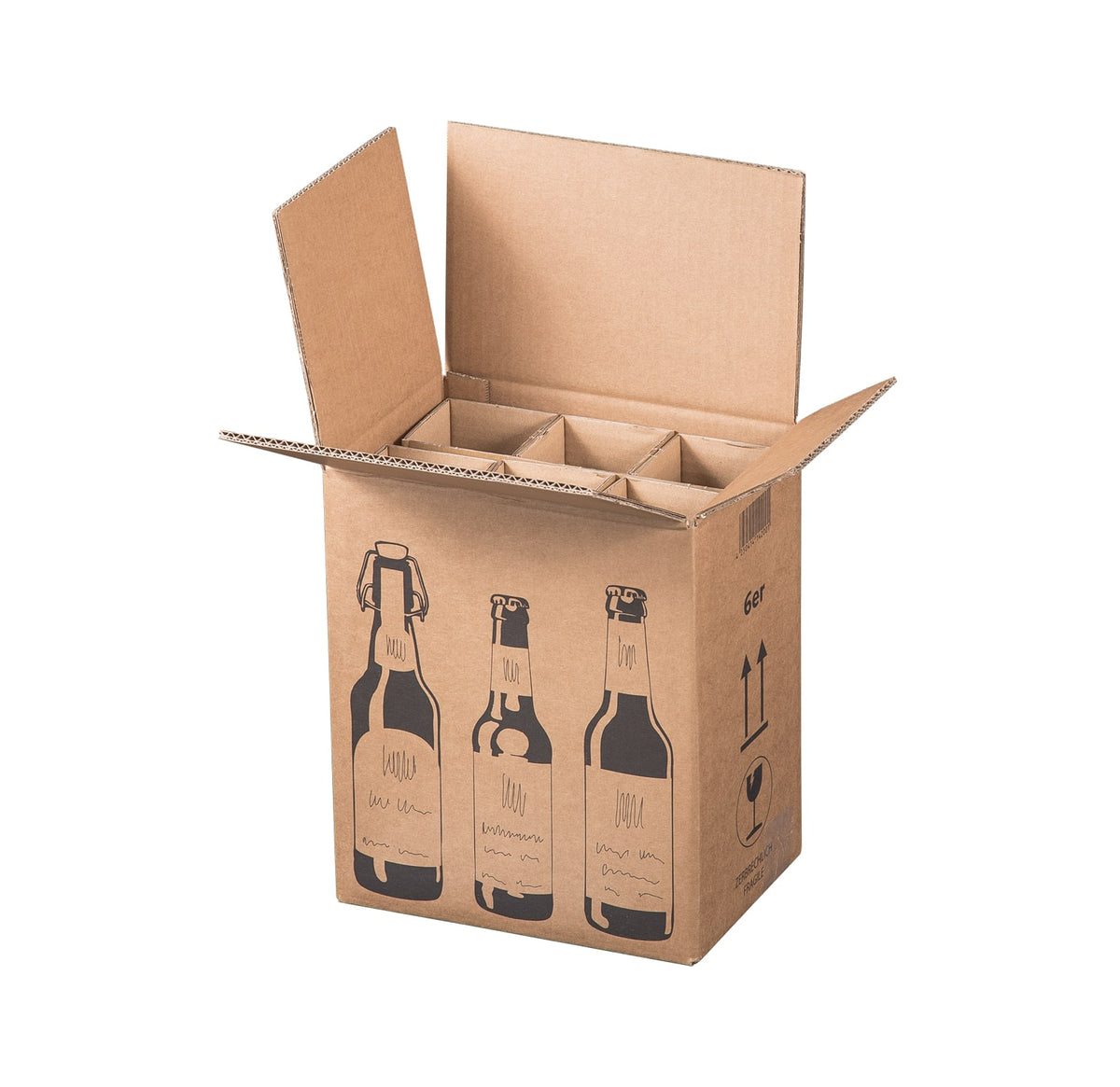 Klika - Flaschenversandkiste für 6 Bierflaschen 255 x 175 x 294 mm | 5 Stücke