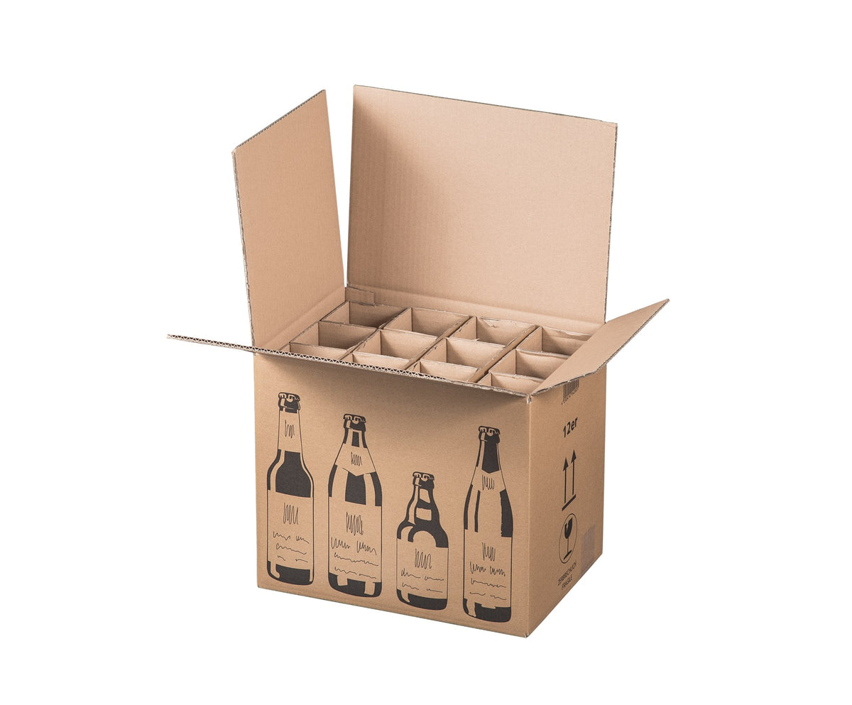 Klika - Flaschenversandkiste für 12 Bierflaschen 355 x 255 x 288 mm | 5 Stücke