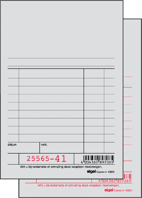 Sigel - Kassablok Expres Si -40920 150x100mm 50x2vel | 10 Stücke