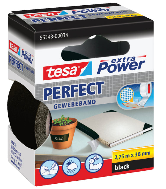 Klebeband Tesa Textile 38 mmx2.75m schwarz | 6 Stück