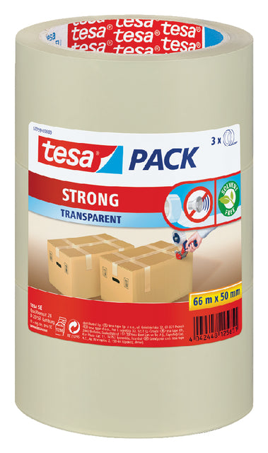 Verpackungsband TESA 50 mmx66 m transparent pp 3rol | 12 Stücke