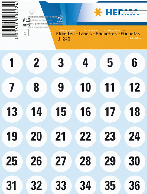 Herma 4124 12-mm-Etikett 1-240 240 Teile