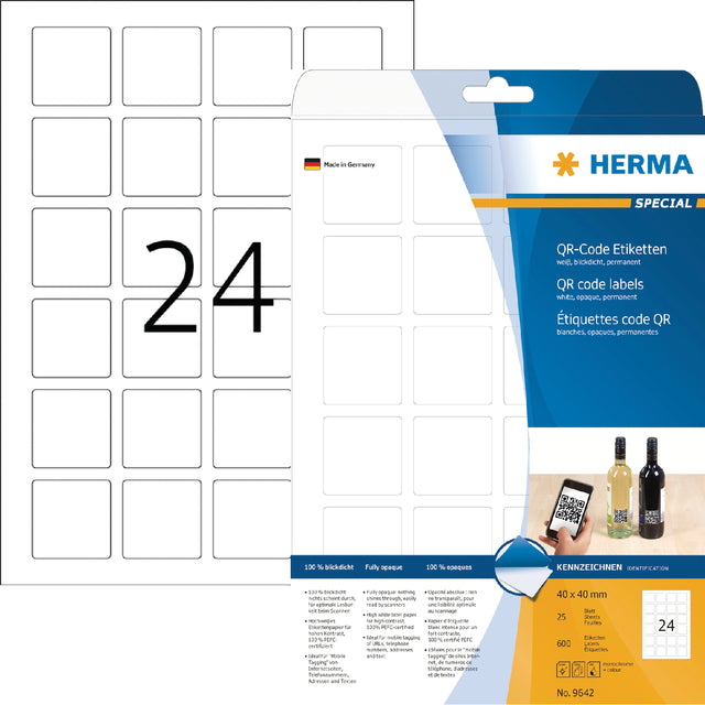 Label Herma 9642 40x40mm QR -Code weiß 600 Stück