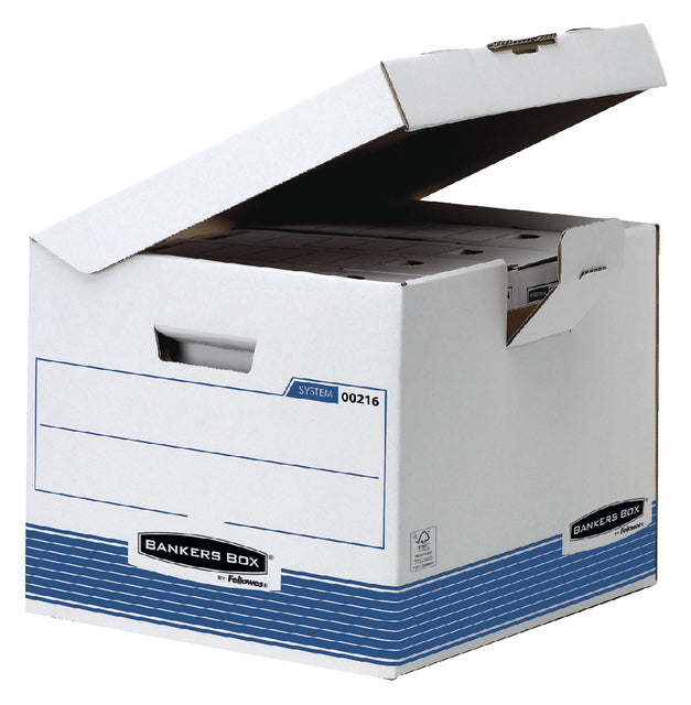 Archive Box Banker Box System Flip Top Kubus White Blue