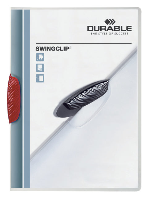 Klemmap Langlebiger Swingclip 30 Blätter rot