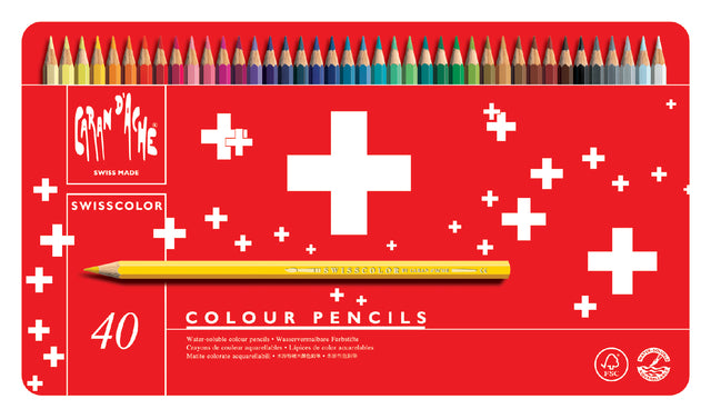 Buntstift Caran d'Ache Swisscolor Aquarell 40 Stück | Karton mit 40 Stück