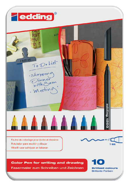 Fineliner Edding 1200 Assorti 0,5-1mm Blik bei 10 Teilen