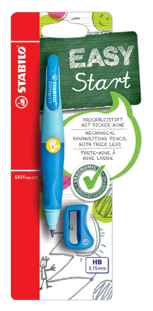 Fapling Bleistift Stabilo Easyergo 3,15 mm auf der linken blauen/dunkelblauen Blase