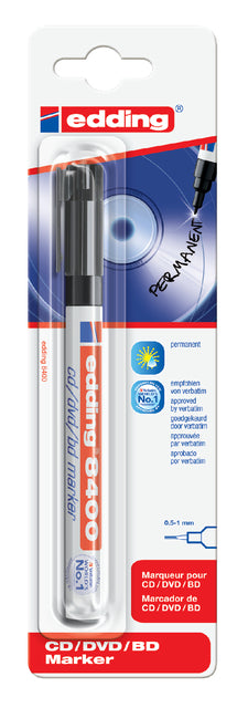 CD-Marker Edding 8400 rund schwarz 0,5-1,0 mm Blister | 10 Stück