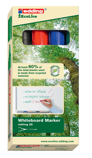 Filztip Edding 28 Whiteboard Ecoline um Assorti 1,5-3mm 4st
