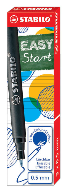 Roller Stift Füllung Stabilo Easyoriginal 0,5 mm blauer Schachtel mit 3 Teilen