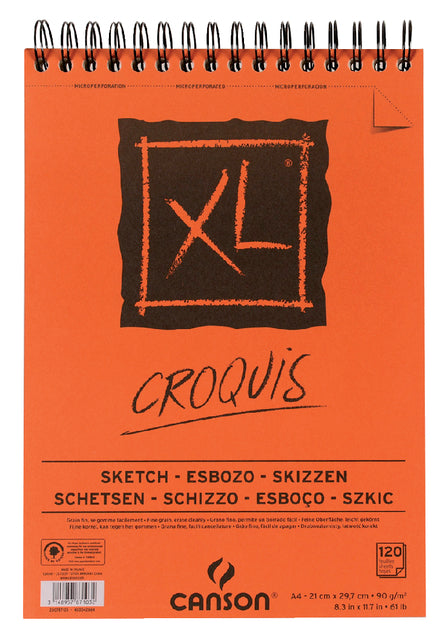 Sketch Block Canson XL Croquuis A4 90gr Spiral 120vel | 5 Stücke