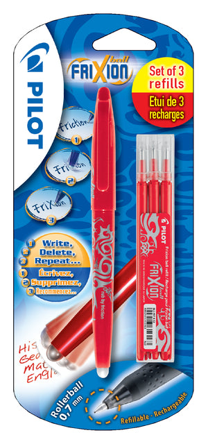 Rollerpen Pilot Frixion BL-FR7 0,35 mm + 3 Füllungen rot