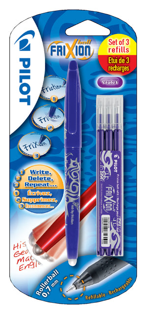 Rollerpen Pilot Frixion BL-FR7 0,35 mm + 3 Füllungen lila