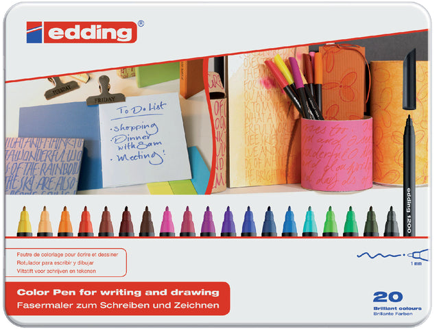 Fineliner Edding 1200 Assorti 0,5-1mm Blik à 20 Stück