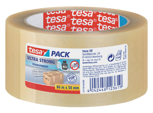 Verpackungsband TESA 50 mmx66 m transparent Ultra Sterk PVC | 6 Stück