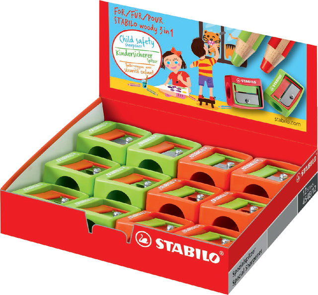 Bleistift schärfer Stabilo Woody 4548/12 Display bei 12 Teilen Assorti