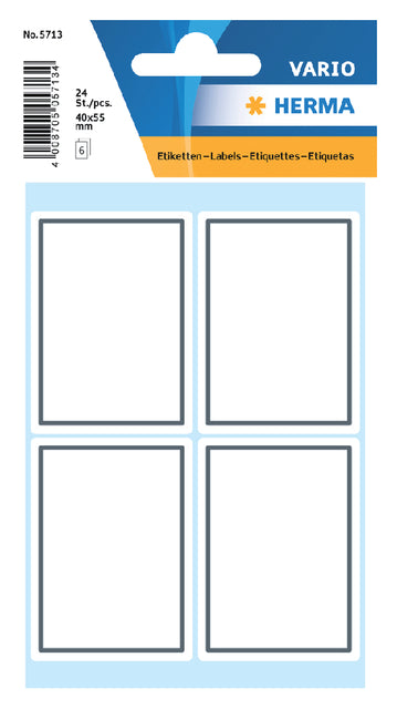Label Herma 5713 40x55mm Skript grauer Rahmen 24 Teile